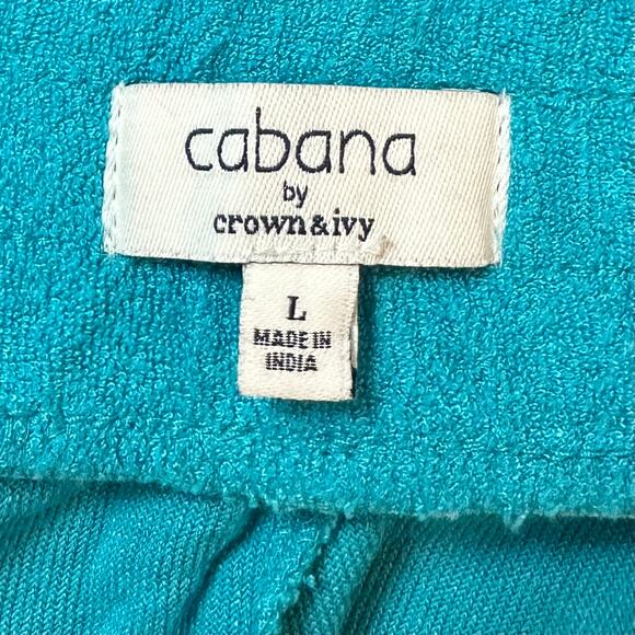 2/$15 Cabana by Crown & Ivy Terry Shorts Turquoise Bliss Juniors Size L - Picture 5 of 7